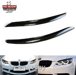 2x Genuine Carbon Fibre Headlight Brow Cover Eyelid Eyebrow 06-13 BMW E92 E93 M3