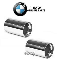 Genuine BMW Exhaust Tailpipe Trim Tip End's Chrome (Set of 2) 18302354364